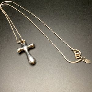 Robert Lee Morris 925 modernist puffy cross and chain. Beautifully styled cross,